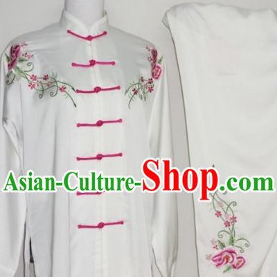 Everflowering Rose Embroidery Kung Fu Suit, Kung Fu Uniform, Chinese Jacket, Silk Robe