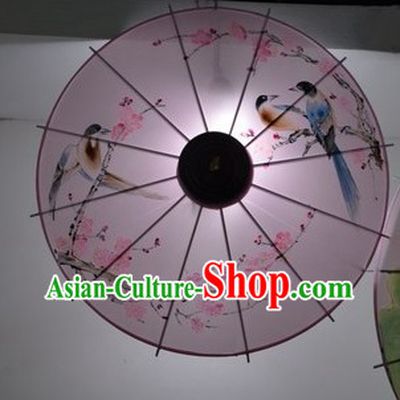Hands Painted Flower and Bird Traditional Chinese Umbrella Pendant Light