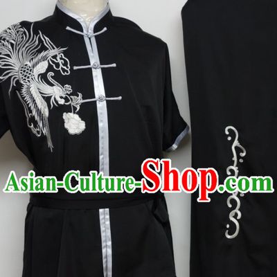 Global Championships Tournament Black Kung Fu Phoenix Embroidery Uniform
