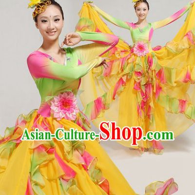 Rainbow Color Opening Dance Costumes and Headwear Complete Set for Women