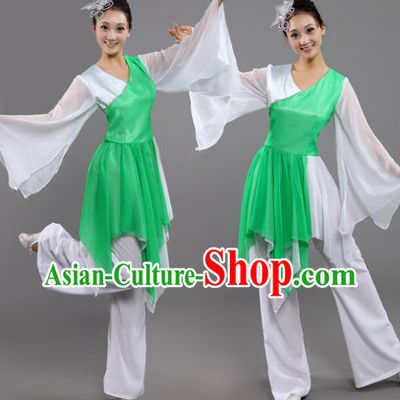 Fan Dance Group Dance Hanfu Costumes and Headwear Complete Set for Women