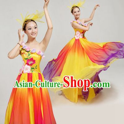 Chori Dance Group Dance Singing Group Costumes and Headwear Complete Set for Women