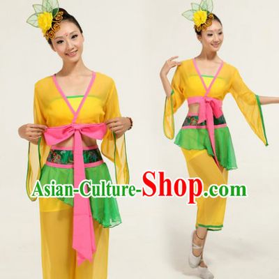 Fan Dance Group Dance Singing Group Performance Costumes and Headwear Complete Set for Women