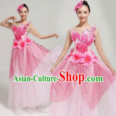 Chorus Costumes Group Dance Singing Group Performance Costumes and Headwear Complete Set for Women