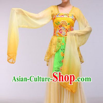 Long Sleeves Chinese Classical Dance Costumes and Hair Accessories for Women