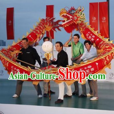 Six People Red Shanghai Dragon Dance Costume Complete Set