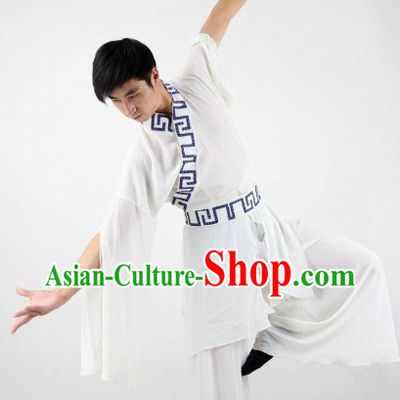 White Wide Sleeves Classical Dance Costumes for Men