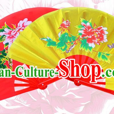 Traditional Kung Fu Double Fans Peony Pattern for Right and Left Hands