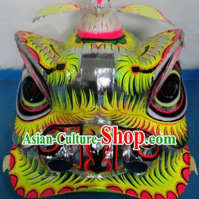 Supreme Eagle Horn Lion Dance Costumes Complete Set with Yellow Long Wool