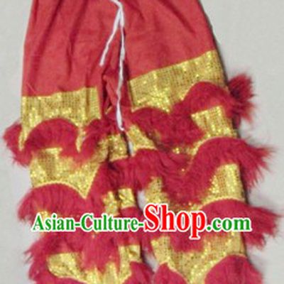 Red Wool Chinese Lion Dance Pants
