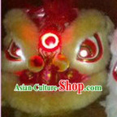 LED Lights Circle Maize-yellow Wool Lion Dance Costumes Full Set
