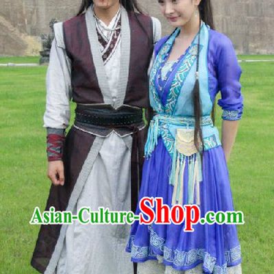 Ancient Chinese Swordsman Costumes and Swordswoman Costumes 2 Sets