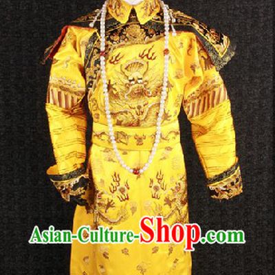 Top Qing Dynasty Imperial Emperor Costumes and Crown Complete Set