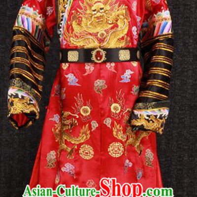 Traditional Chinese Bridegroom Imperial Royal Wedding Costumes and Hat for Men