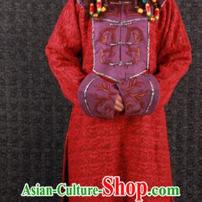 Traditional Mongolian Queen Dresses Long Robe and Hat for Women