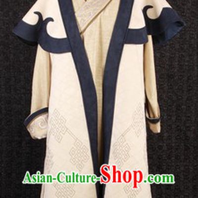 Ancient Chinese Film Costumes Mongolian King Khan Clothes and Hat Complete Set for Men