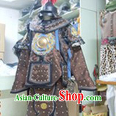 Ancient Chinese Military Armor Costumes and Helmet Complete Set for Men