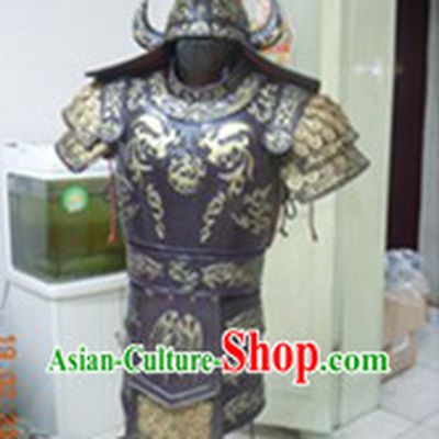 Ancient Chinese Military Armour Clothes and Helmet Complete Set for Adults