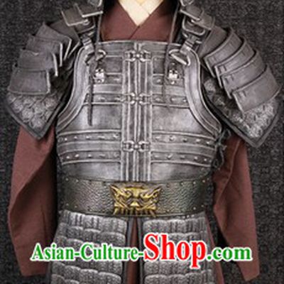 Ancient Chinese Film Costumes General Armor Clothes and Helmet Complete Set for Men
