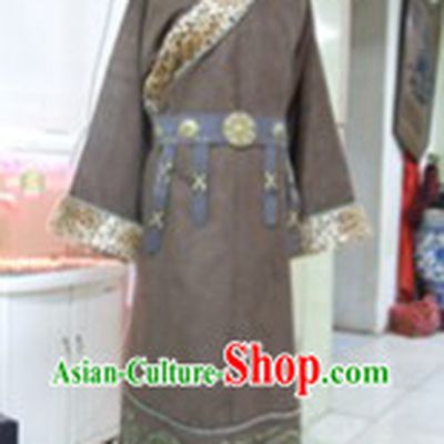 Ancient Chinese Mongolian Hero Costumes and Hat Complete Set for Men