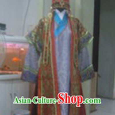 Ancient Chinese Mongolian Princess Long Robe and Hat Complete Set for Women