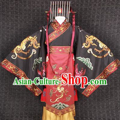 Ancient Chinese Film Costumes Emperor Clothes and Crown Complete Set for Men