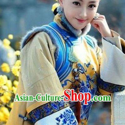 Qing Dynasty Princess Clothes and Hair Accessories Complete Set for Women
