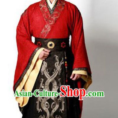Ancient Chinese Han Dynasty Emperor Clothing and Crown for Men