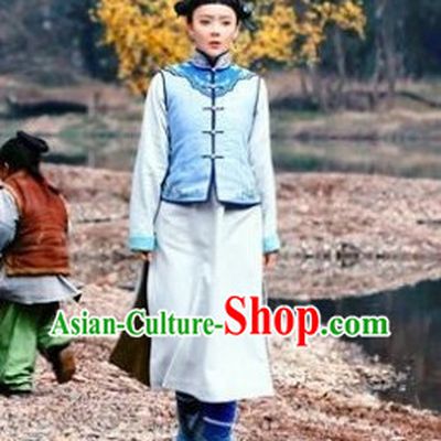 Ancient Chinese Manchu Minority Lian Cheng Blouse and Skirt Complete Set for Women