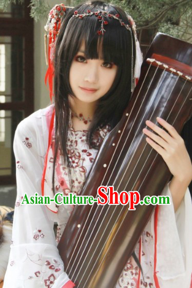 Traditional Koto Player Costumes and Hair Accessories Complete Set