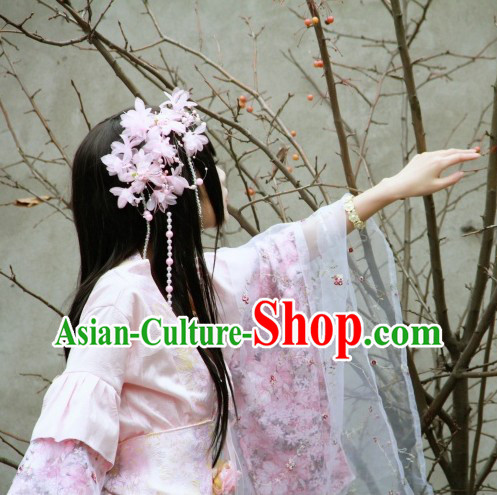 Chinese Classicial Princess Pink Cosplay Costumes and Hair Accessories Complete Set