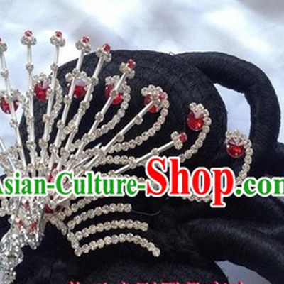 Chinese Opera Hua Dan Black Wig and Phoenix Accessory