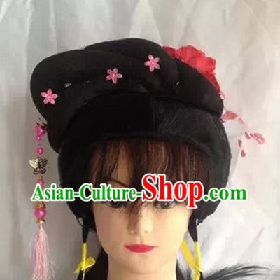 Chinese Opera Hua Dan Black Wig and Accessories
