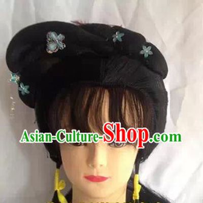 Chinese Opera Hua Dan Black Wig and Accessories