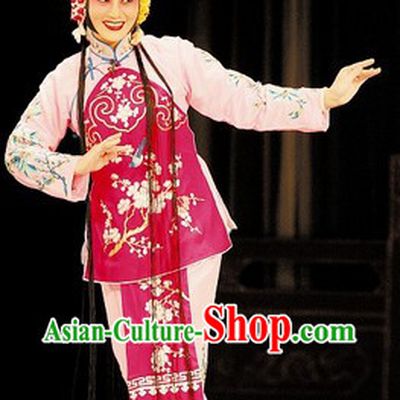 Traditional Chinese Pink Peking Opera Hua Dan Jacket and Skirts for Kids