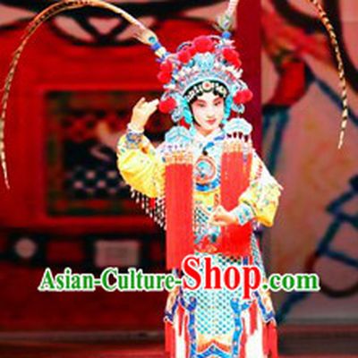 Traditional Chinese Peking Opera Mu Guiying Heroine Costumes for Kids