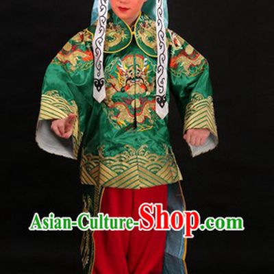 Traditional Chinese Dragon Embroidery Blouse and Pants and Hat