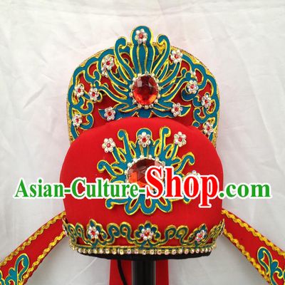 Ancient Chinese Red Opera Stage Performance Male Hat
