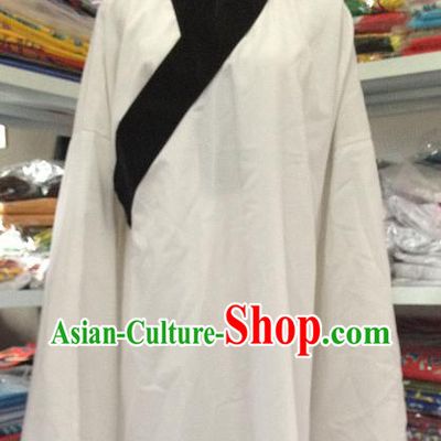 Long White Robe with Black Collar