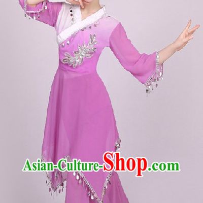 Traditional Chinese Yangge Dance Costumes and Headwear Complete Set