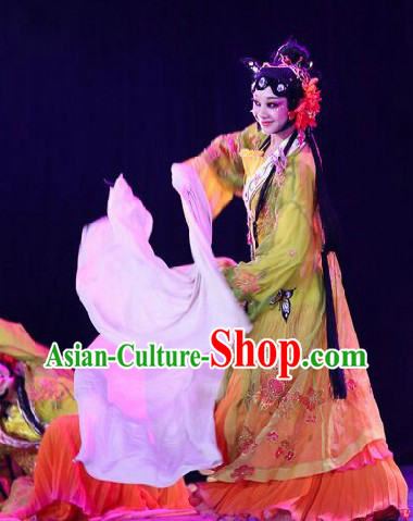 Traditional Chinese Long Sleeves Classic Dancing Costumes and Headwear for Women