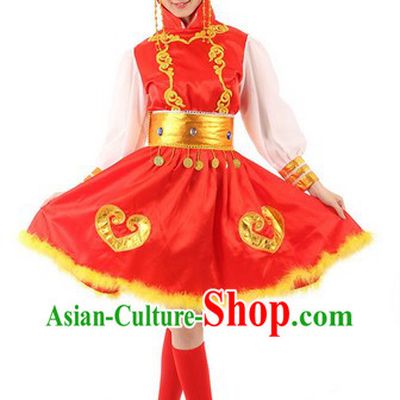 Red Folk Dance Costumes Complete Set for Kids