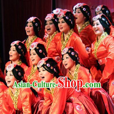 Traditional Chinese Tibetan Dance Costumes Complete Set