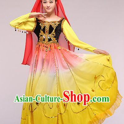 Uyghur Nationality Xinjiang Dance Costumes Complete Set