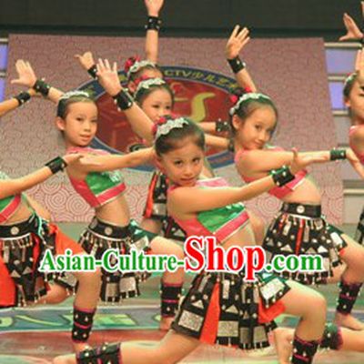 Miao Ethnic Folk Dance Costumes Complete Set for Kids