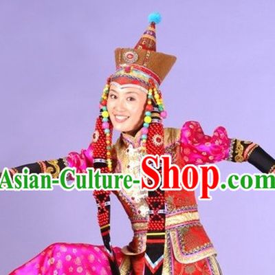 Mongolian Female Dance Costume and Hat