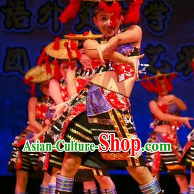 Huayao Dai Ethnic Dance Costumes and Hat Complete Set