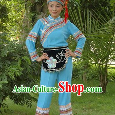 Traditional Chinese Maonan Tribe Outfit and Hat