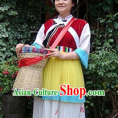 Chinese Naxi Ethnic Minority Clothes and Hat for Women