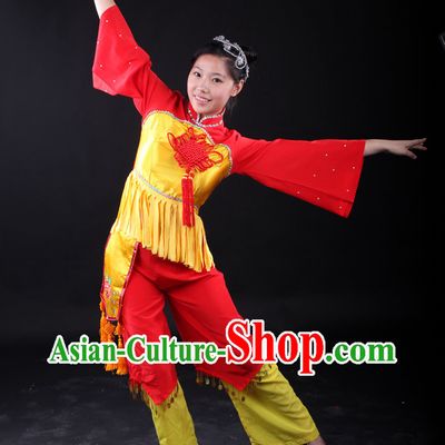 Traditional Chinese Knot Folk Dance Costumes and Headwear for Women